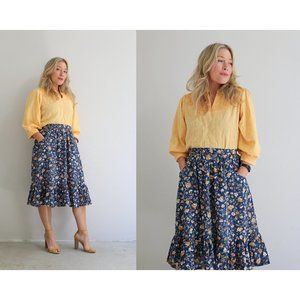 1970's Meadow Floral Prairie Skirt Women's Size Double Extra Small 23" 24" Waist
